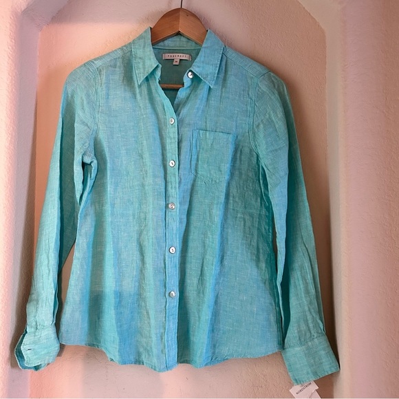 Foxcroft Long Sleeve Button Down Linen Shirt - Picture 2 of 8
